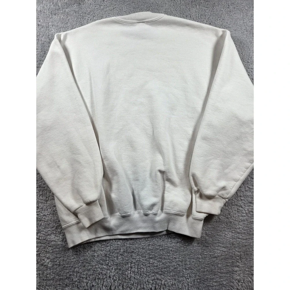Jerzees Sweatshirt Large Cream Unisex Reading Is Fun Books Embroidered Vintage - Picture 6 of 7
